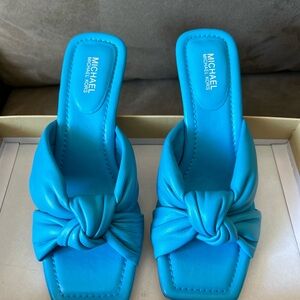 Michael Kors Women's Blue Knotted Slide Sandals